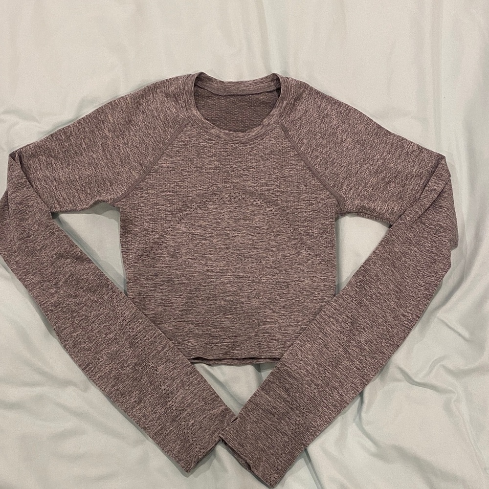 cropped grey long sleeve lululemon swiftly tech